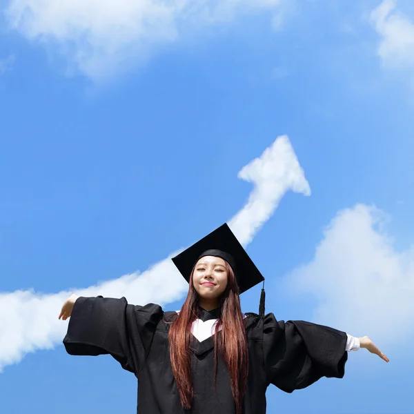 Šťastný postgraduální student dívka — Stock fotografie