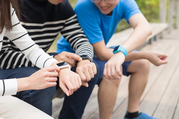 People wearing  wearable smart watches — Stock Photo, Image