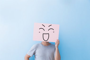 man holding happy expression billboard clipart