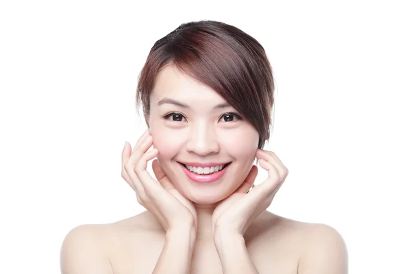 Asiática mulher está sorrindo — Fotografia de Stock