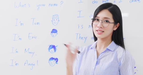 Insegnante di inglese insegnare online — Video Stock