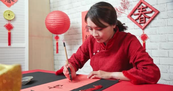 Writing spring festival couplets — Stock Video