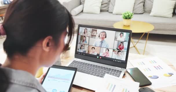 Teletrabalho vídeo reunião em casa — Vídeo de Stock