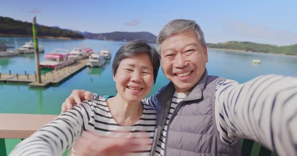 Mais velho casal tem vídeo chat — Vídeo de Stock