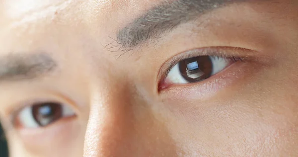 Close Side View Male Eye Asian Young Man Who Looking — Stock Photo, Image