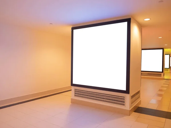 Big Luminous Advertising Lightbox Display Blank Billboard Indoor — Stock Photo, Image