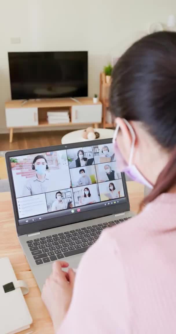 Videoconferencia teletrabajo en casa — Vídeos de Stock