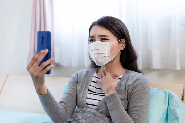 Telemedicine Concept Asian Female Patient Consult Her Health Condition Doctor — Foto Stock