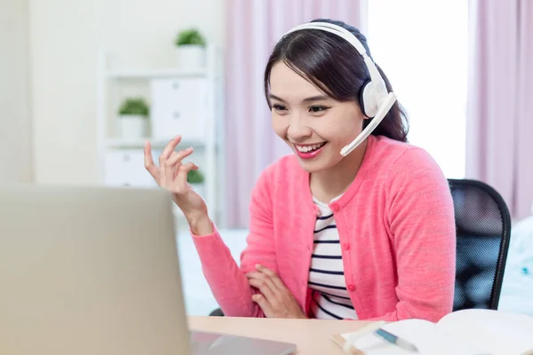 Asiatico Businesswoman Incontro Online Discutere Problema Felicemente Casa — Foto Stock