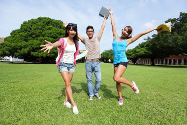Carefree Happy College students clipart