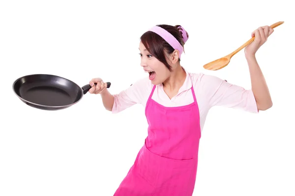 Femme cuisine femme au foyer — Photo