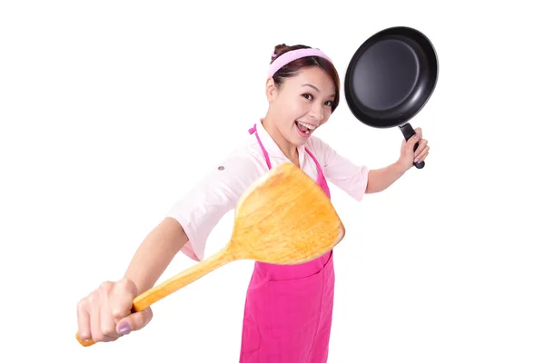 Vrouw huisvrouw koken — Stockfoto