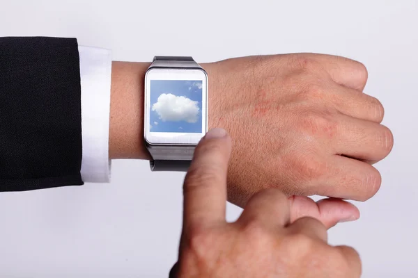 Cloud computing tech with smart watch — Stock Photo, Image