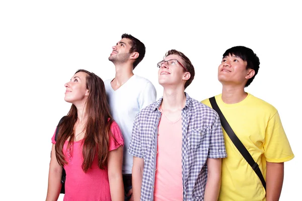 Group happy students look up — Stock Photo, Image