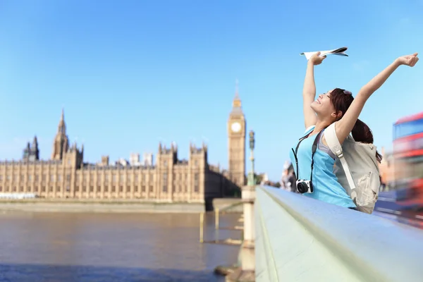 Boldog asszony a londoni utazás — Stock Fotó