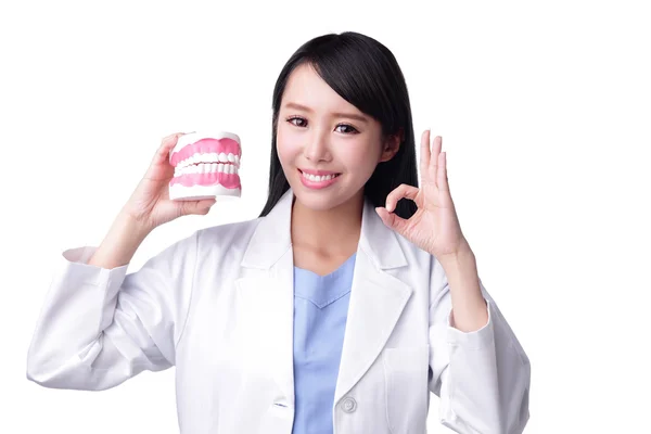 Glimlach vrouw tandarts arts — Stockfoto