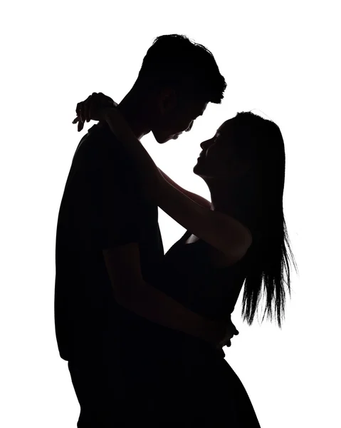 Silhouette of two lovers — Stock Photo, Image