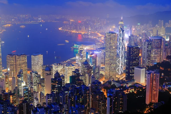Hong Kong, noční pohled — Stock fotografie