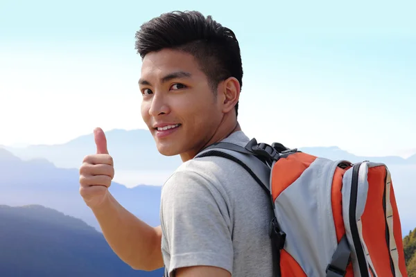 Man  hiking  with backpack — Stock Photo, Image