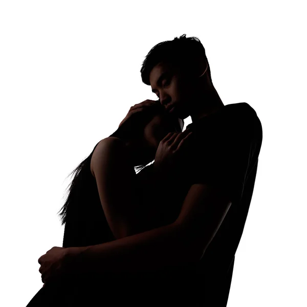 Silhouettes of two lovers — Stock Photo, Image