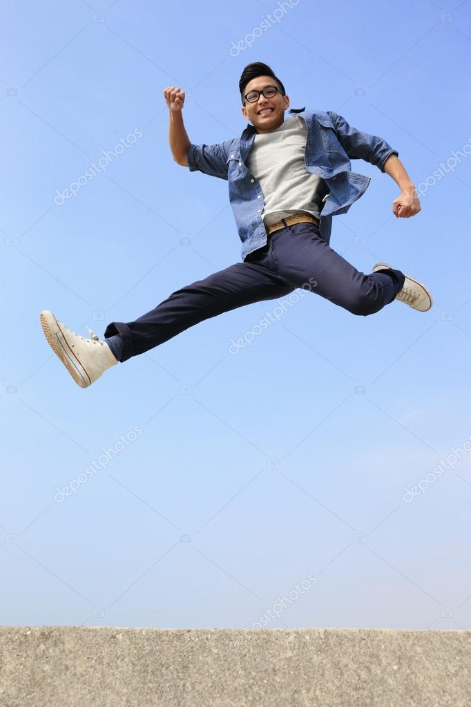 excited man jumping