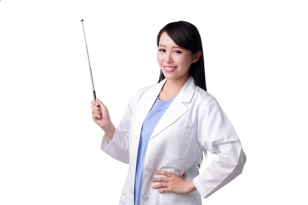 Doctor showing empty copy space — Stock Photo, Image