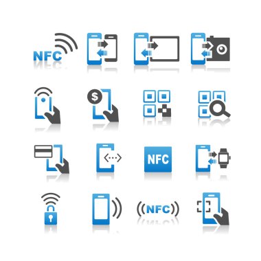 NFC technolgy icons set clipart