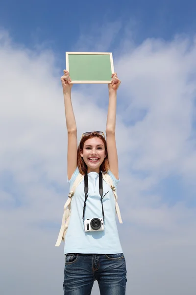 楽しい旅の女性 — ストック写真