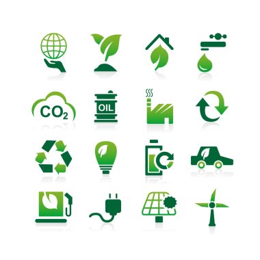Green environment icon set clipart