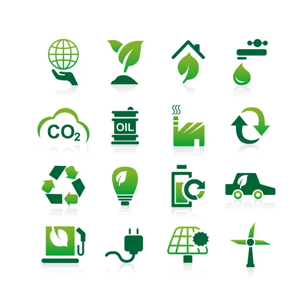 Sistema de iconos de medio ambiente verde — Vector de stock