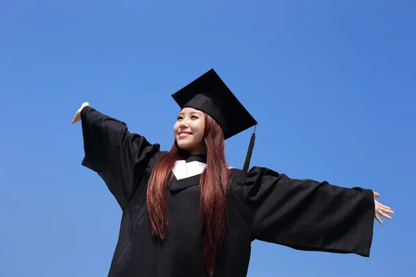 Estudiante chica mirar hacia arriba — Foto de Stock