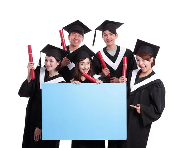 Students showing billboard — Stock Photo, Image
