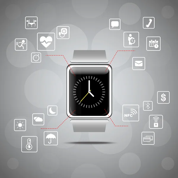 Montre intelligente dispositif portable — Image vectorielle