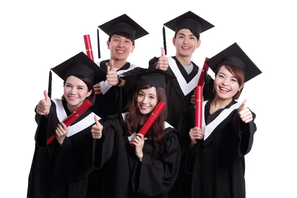 Estudantes dando polegares para cima — Fotografia de Stock