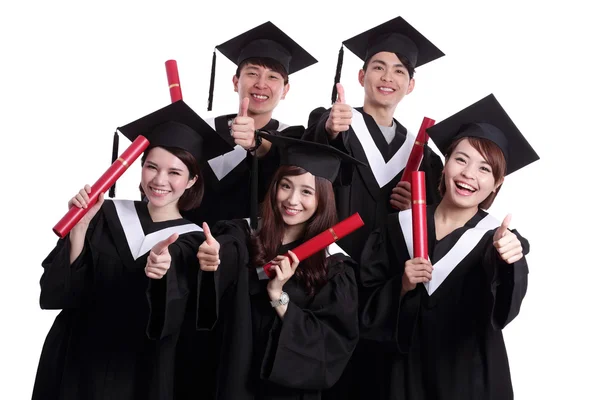 Students giving thumbs up — Stock Photo, Image