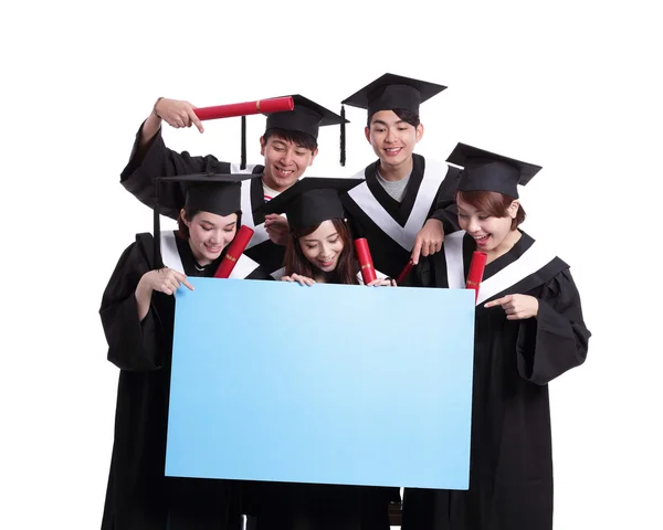 Student showing billboard — Stock Photo, Image