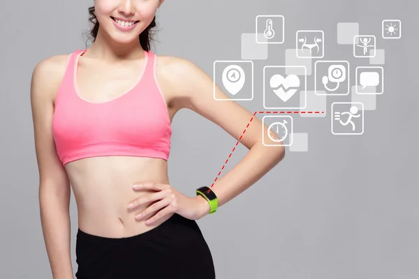 Woman wearing smart watch — Stock Photo, Image