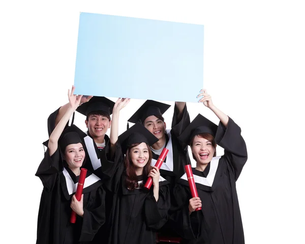 Studenti che mostrano cartellone — Foto Stock