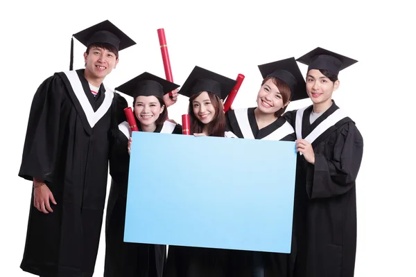 Students showing billboard — Stock Photo, Image