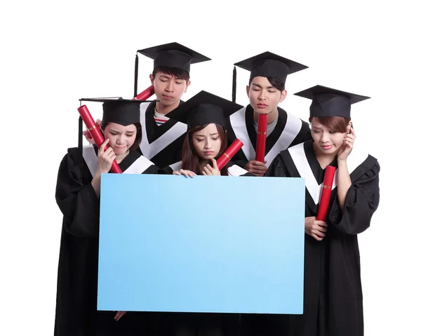 Student showing blank billboard — Stock Photo, Image