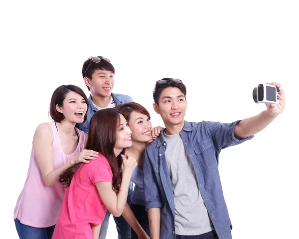 Happy teenagers taking pictures — Stock Photo, Image