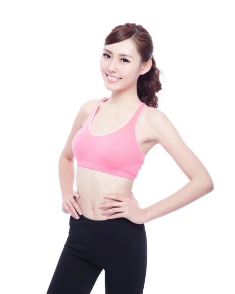 Wanita olahraga fitness tersenyum — Stok Foto