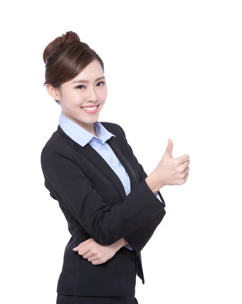 Business woman showing  thumb up — Stock Photo, Image