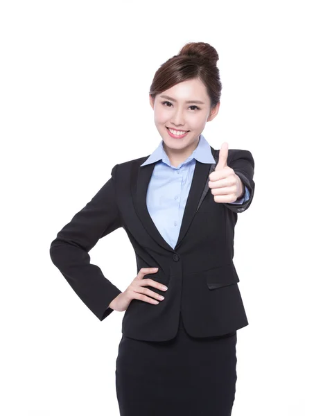 Business woman showing  thumb up — Stock Photo, Image