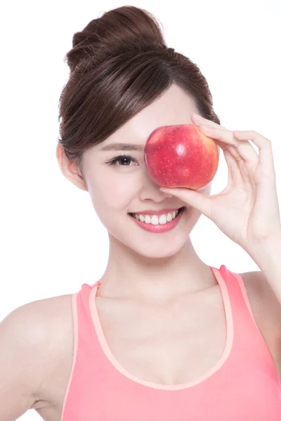 Woman showing  apple — Stock Photo, Image