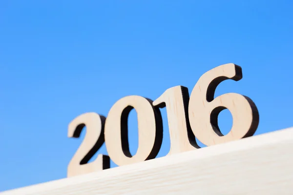 2016 greetings - wooden number — Stock Photo, Image