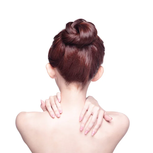 Woman massaging  back — Stock Photo, Image