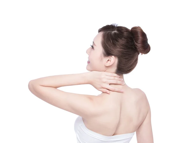 Woman massaging  back and shoulder — Stock Photo, Image