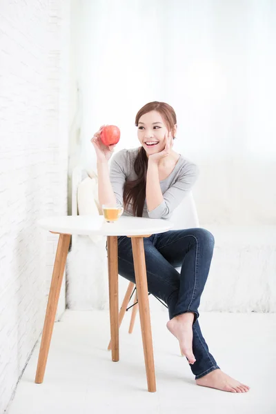 Woman hold red apple — Stock Photo, Image