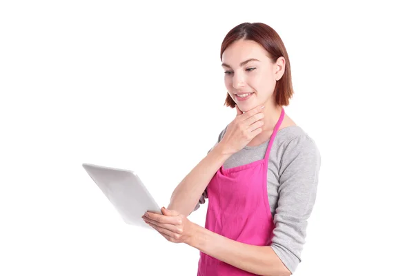 Housewife using digital tablet — Stock Photo, Image